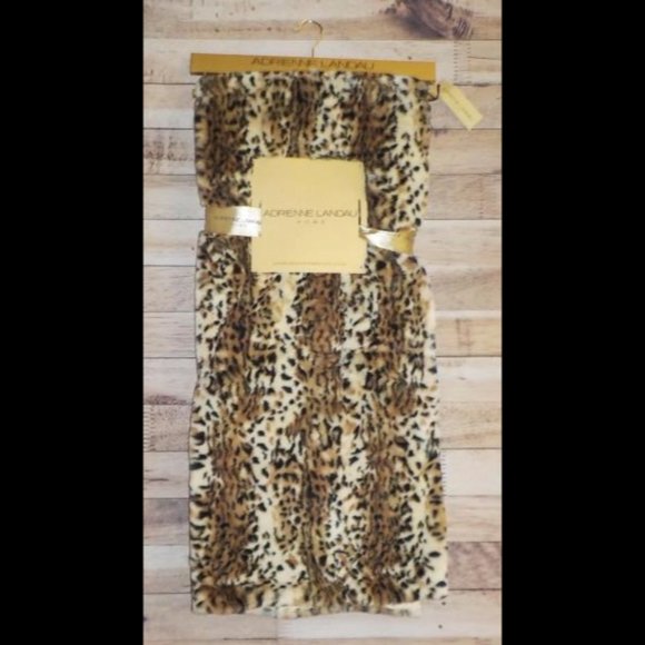 Adrienne Landau Faux Fur Throw Blanket Leopard Print Gorgeous 50 x 70 NWT - Picture 1 of 5